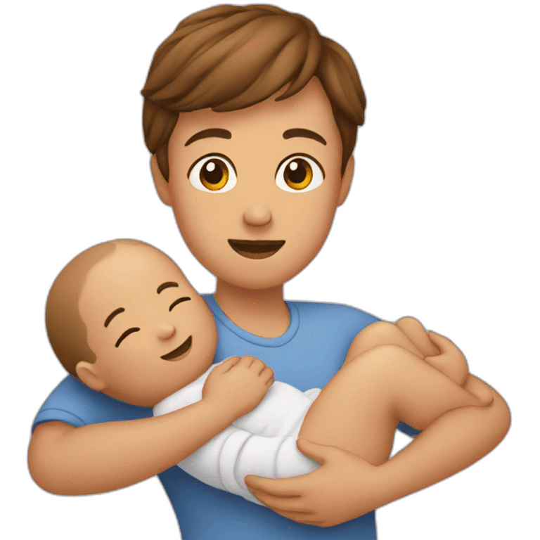 A person holds a baby emoji