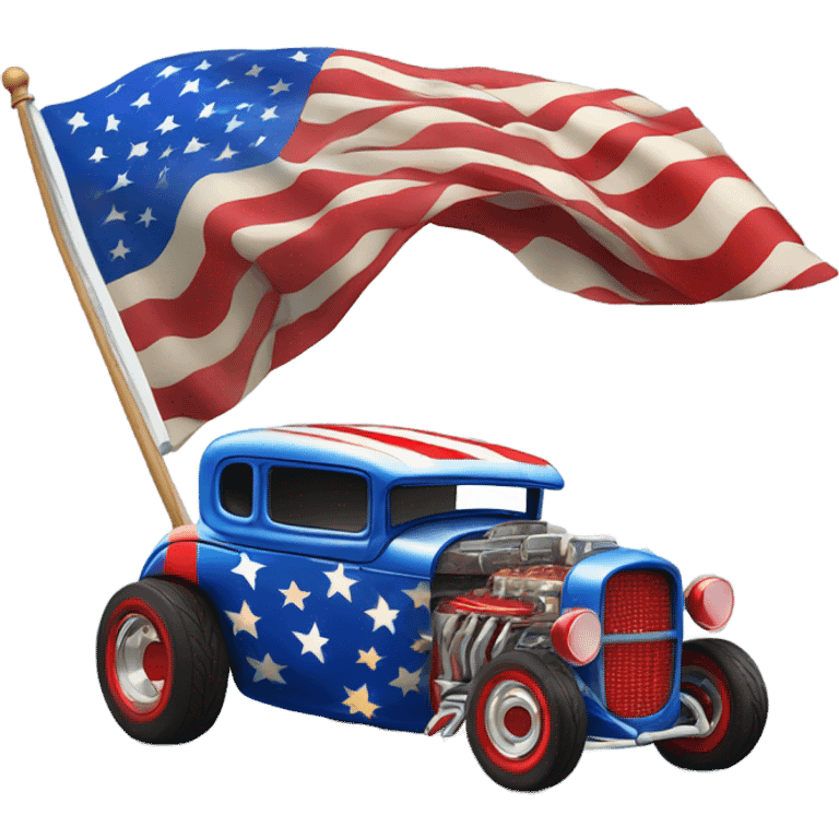 Hot rod American flag emoji