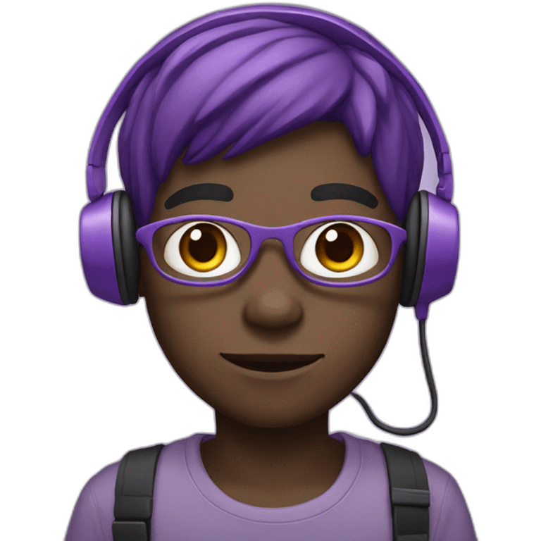 purple boy with purple skin colour with headset emoji