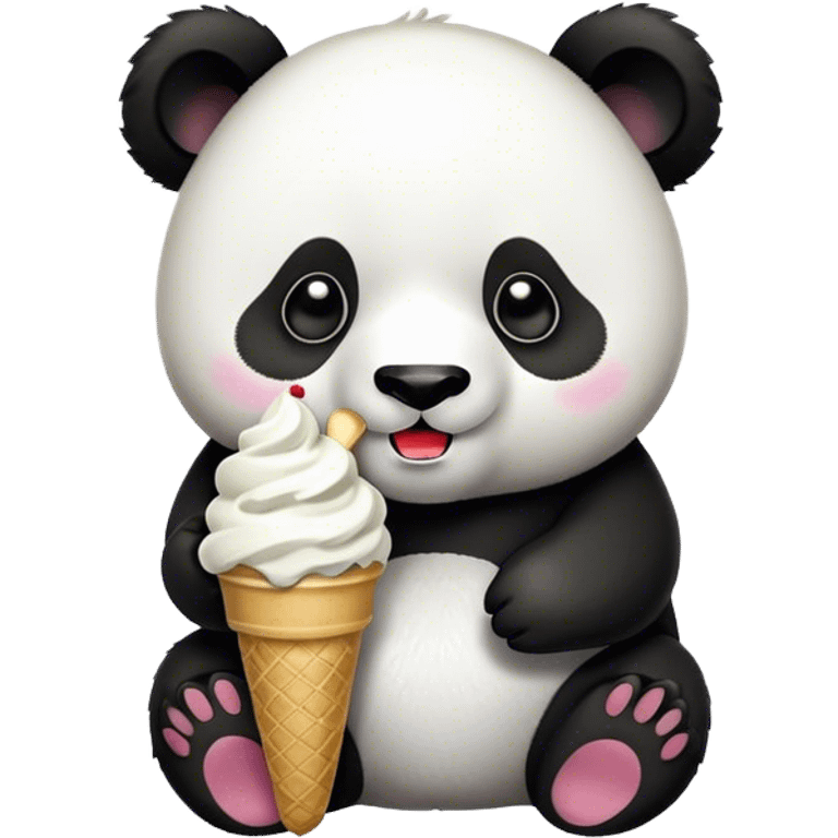 Panda eating ice cream emoji