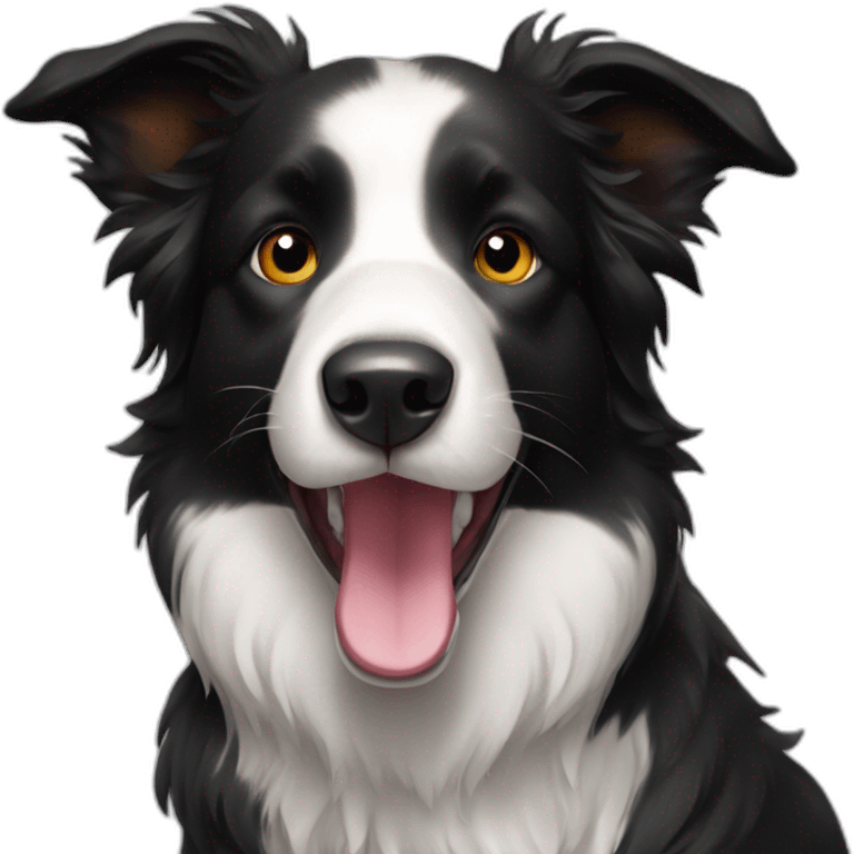 black border collie dog with a dose in the stout emoji