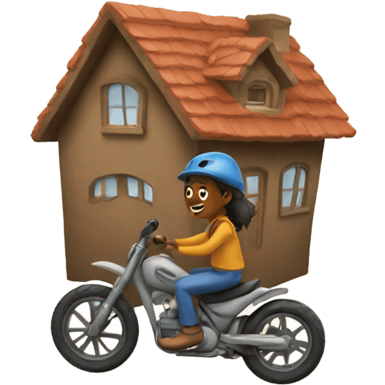 Dee riding a house emoji