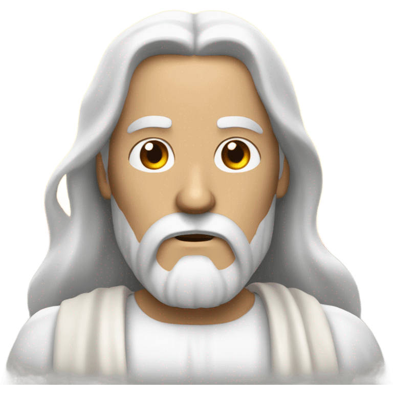 Jesus with fire in his eyes and white hair and beard emoji