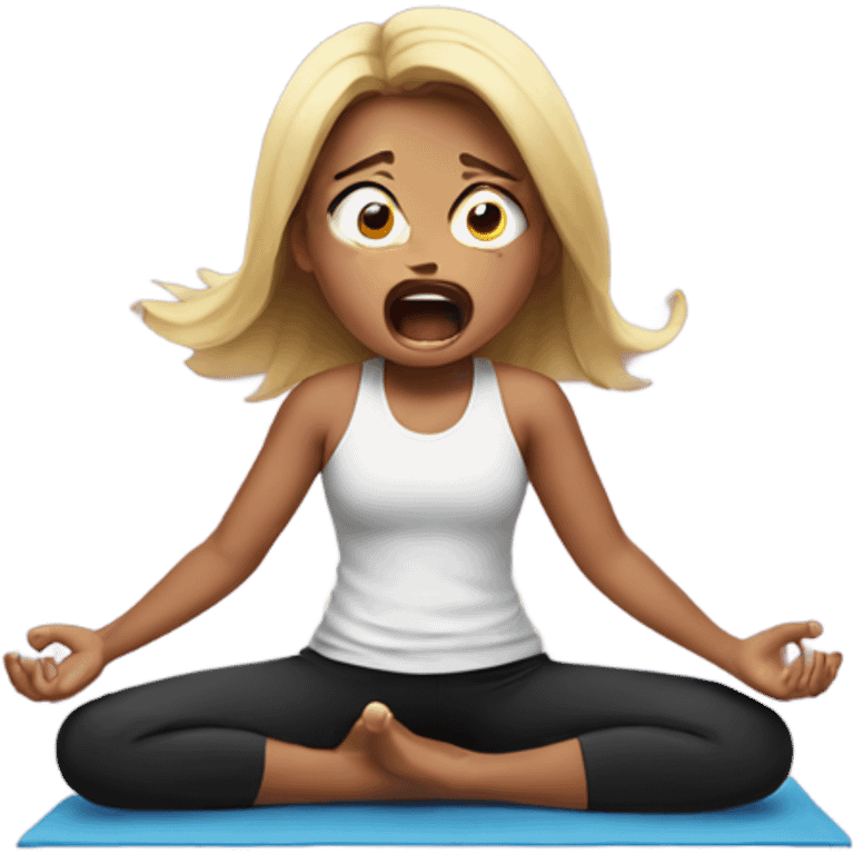 girl doing yoga screaming  emoji