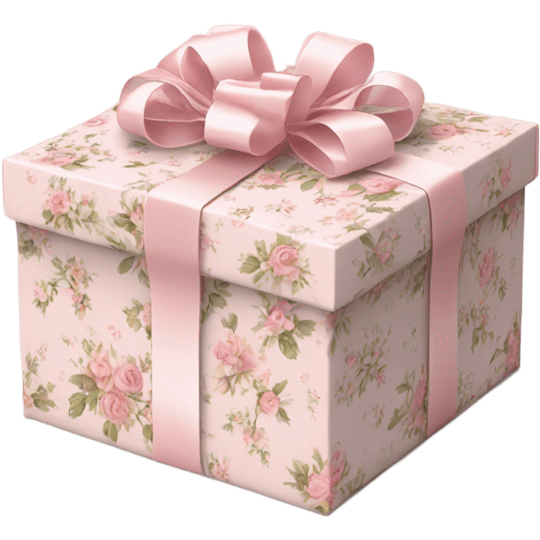 Elegant Rococo pale pink ditsy floral gift box emoji