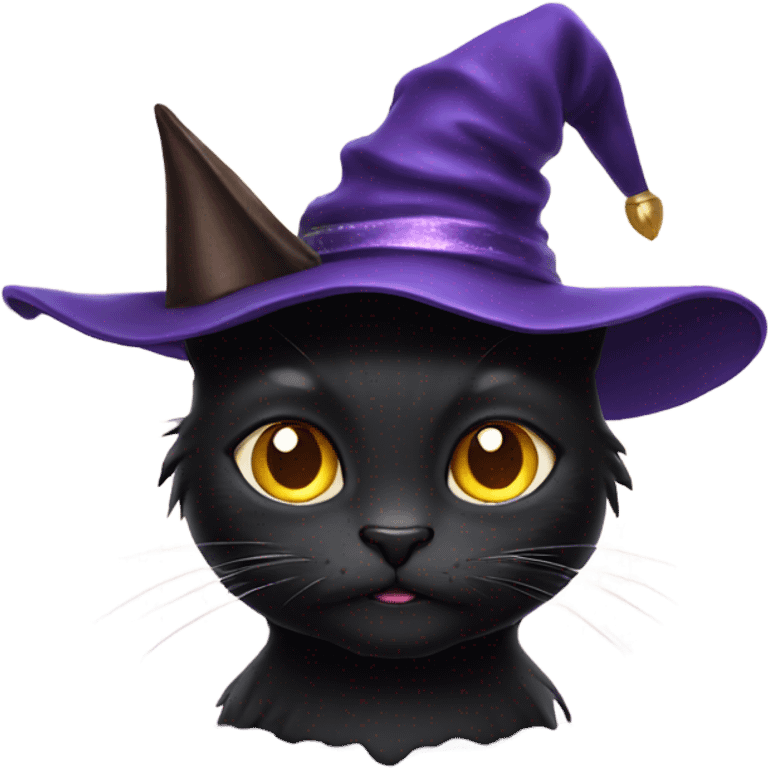 Black cat with wizard hat emoji