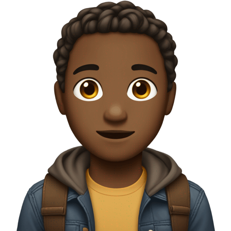 Boy with brown skin, braids brown eyes a little chubby but mostly skinny emoji