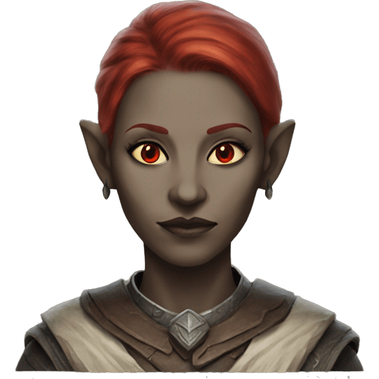 dunmer female with red hair and red eyes emoji