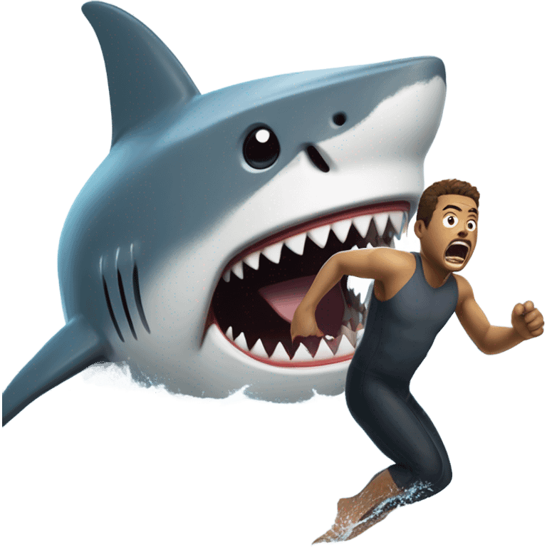 Guy getting attacked by a shark emoji