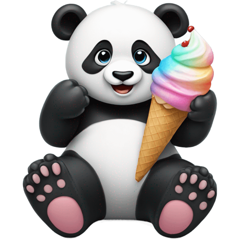 Panda eating ice cream emoji