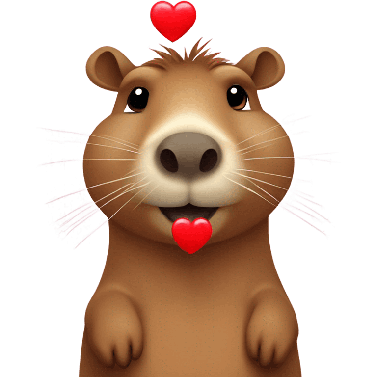 Capybara con corazón en manos con cara enojada emoji