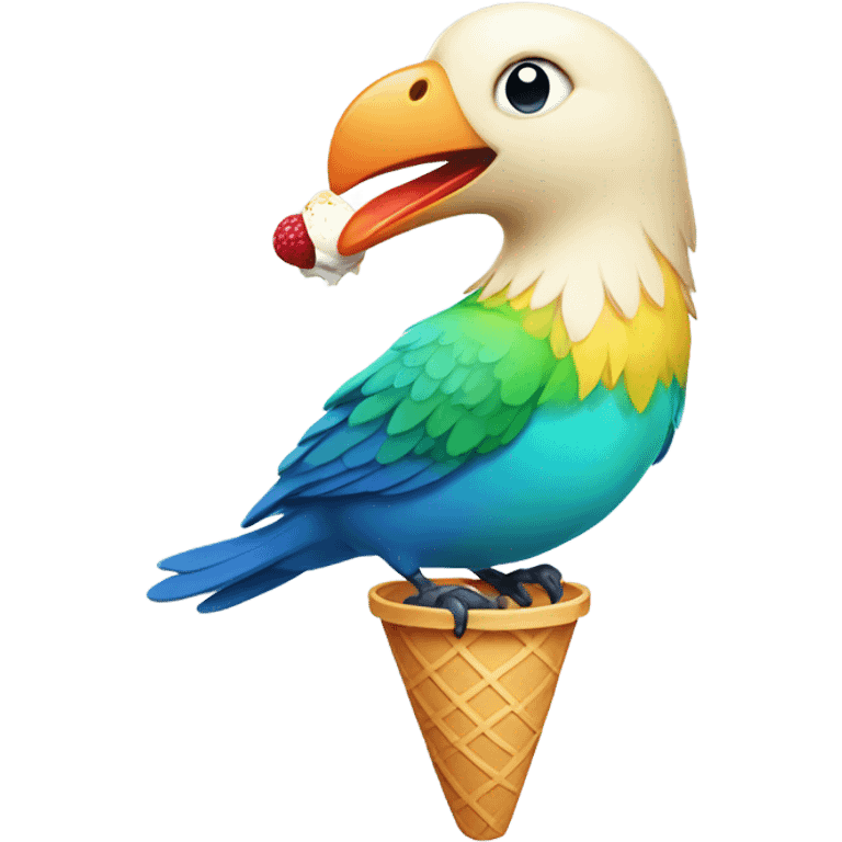 bird eating ice cream emoji