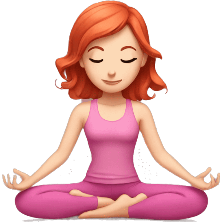 girl with red hair in a pink outfit doing yoga emoji