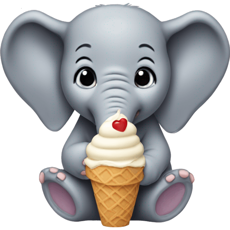 Baby elephant eating ice cream emoji