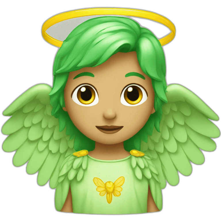 Green Angel with yellow wings emoji