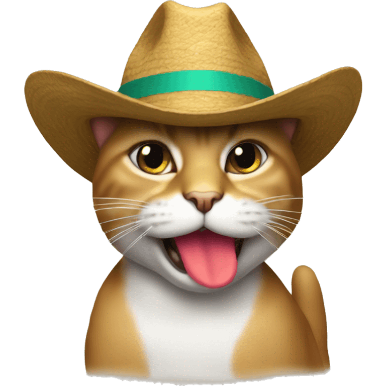 gato con sombrero y una coca emoji