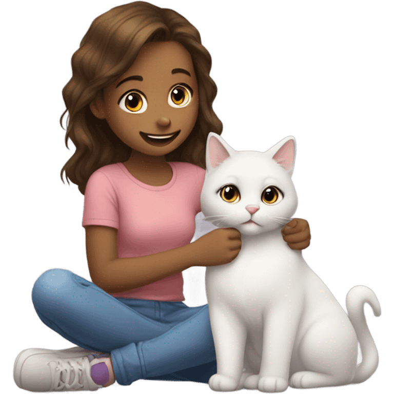 girl playing with cat emoji