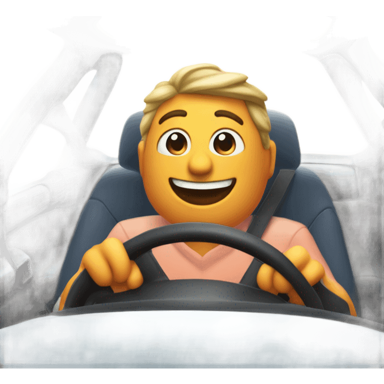 Peachy driving a car emoji