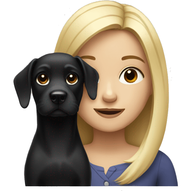 Blonde girl with black dog emoji