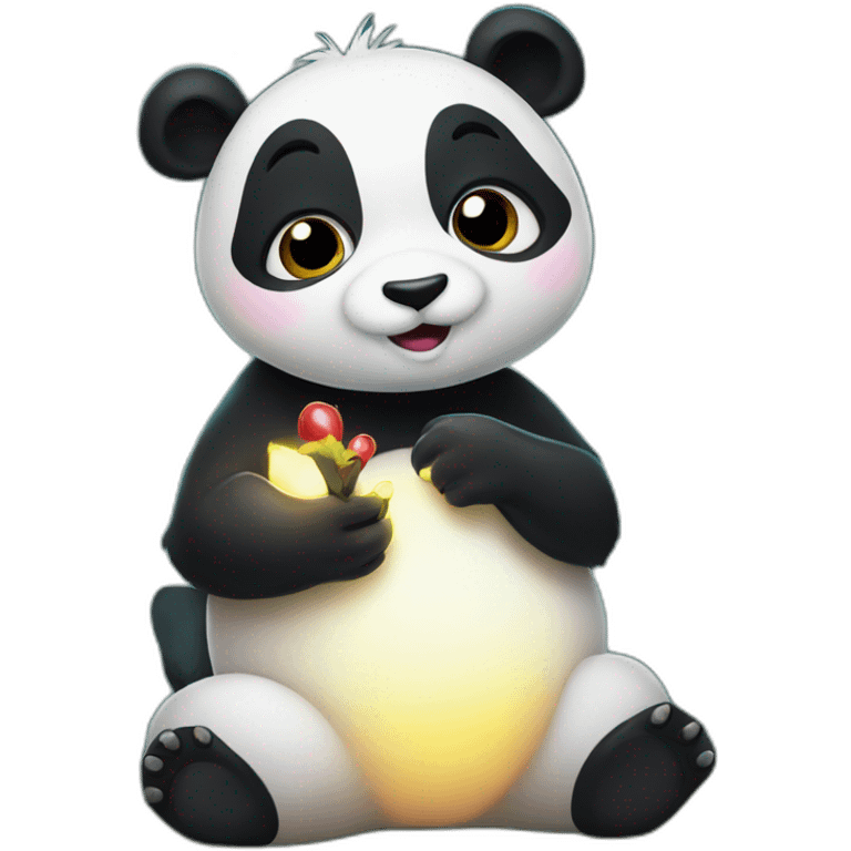 princess panda kissing a firefly emoji