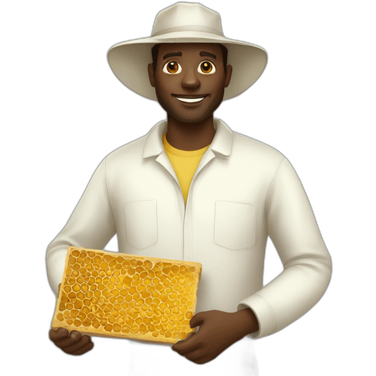 tall black man beekeeper holding honeycomb full body emoji