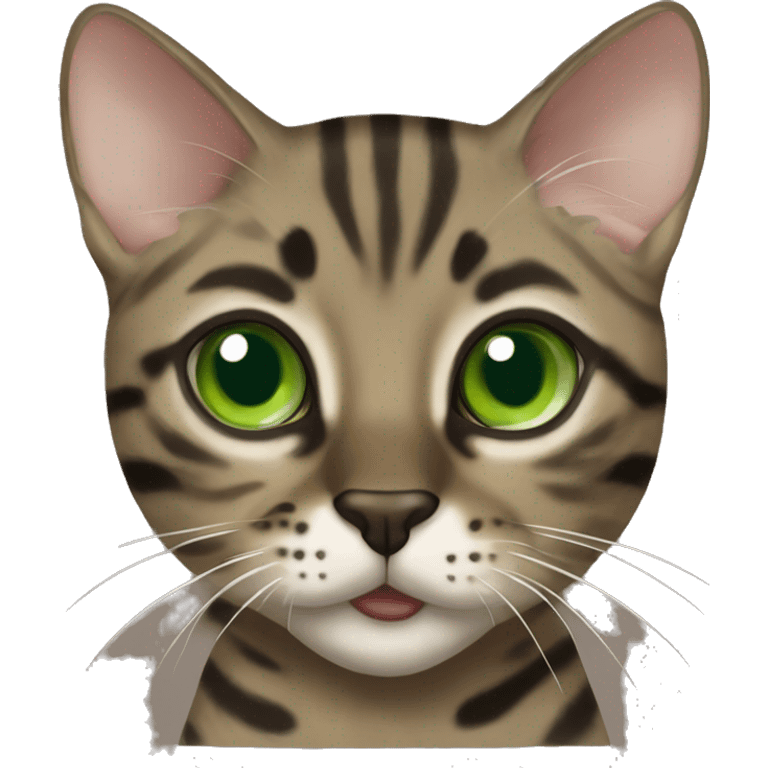 Sepia charcoal Bengal cat with Green eyes  emoji