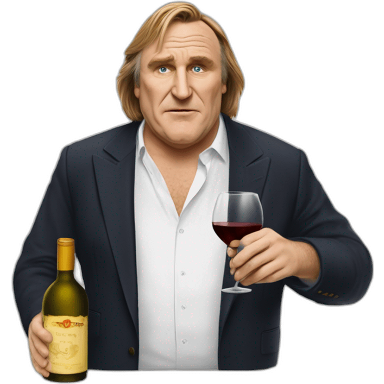 Gérard Depardieu buvant du vin emoji