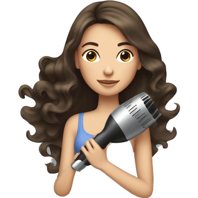 Brunette girl blow drying hair emoji