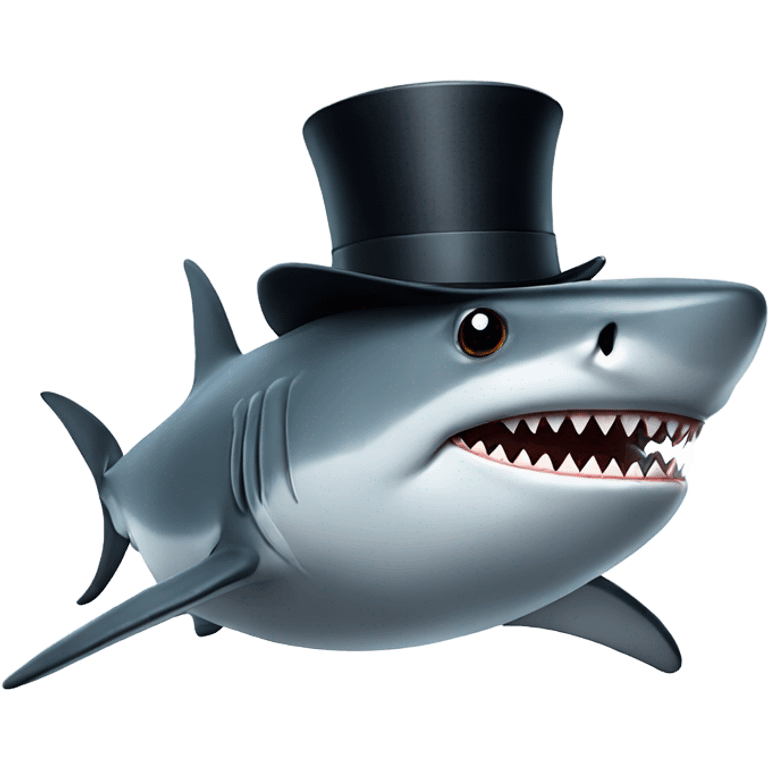 Shark with a top hat emoji