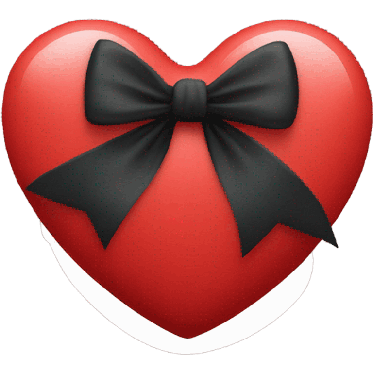 a red heart emoji with a black bow wrapped around it emoji