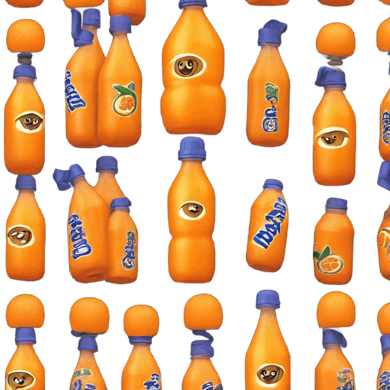 Fanta orange bottle doing karate emoji