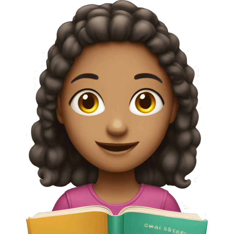 smiling girl with book emoji