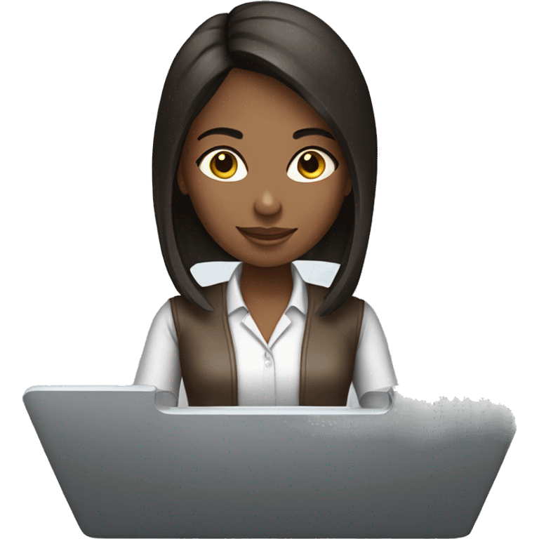 Brunette girl working online emoji