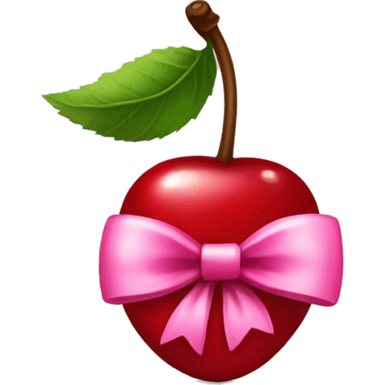 Cherries with pink bow emoji