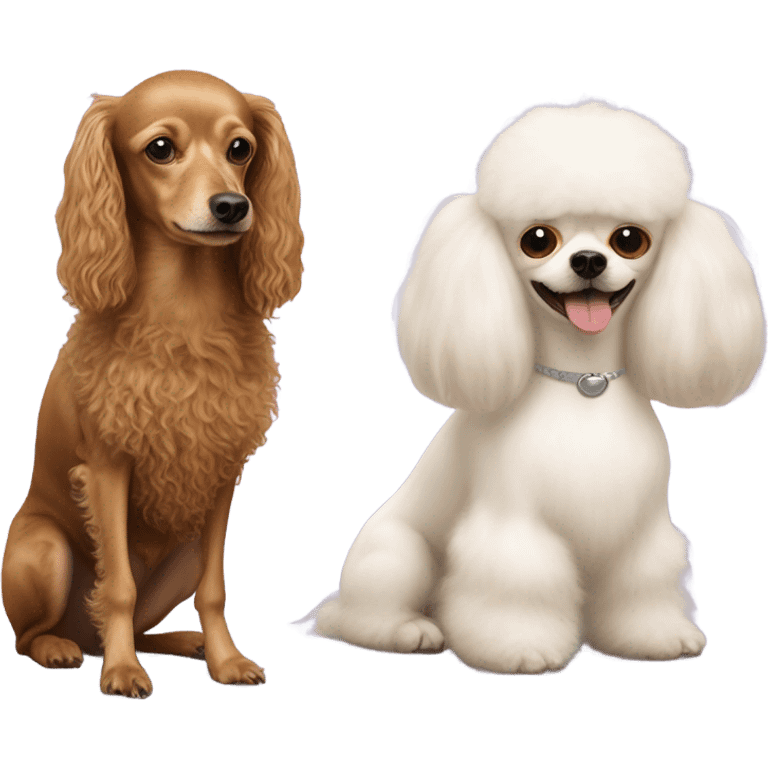 Wiry white poodle with a Chihuahua long hair brown emoji