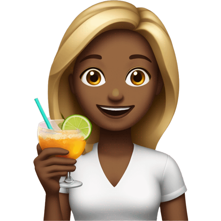 happy girl with cocktail emoji