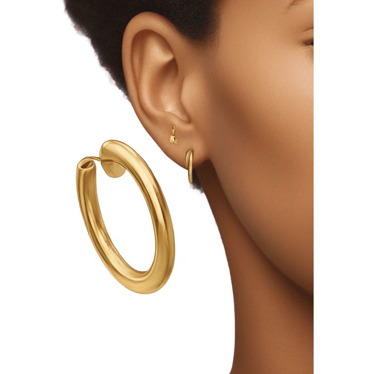 single minimal gold hoop Earrings closeup emoji