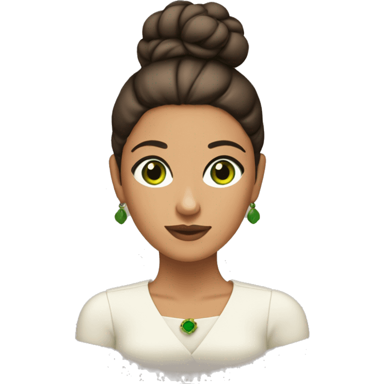 olive skin lady with green eyes and brown bun  emoji