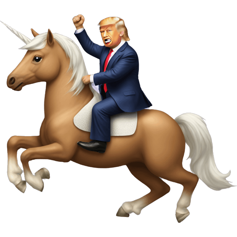 Donald Trump riding a unicorn emoji