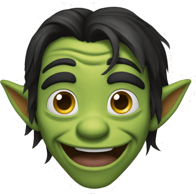 goblin dark long dark hair goofy smile emoji