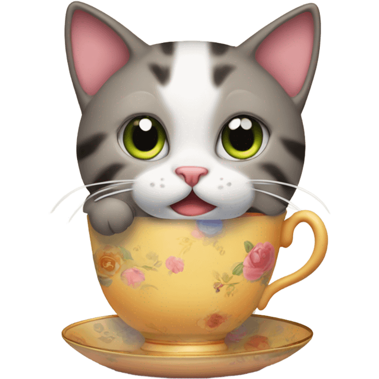 Cat drinking tea emoji