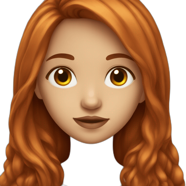 Girl with brown eyes and long dark red hairs emoji