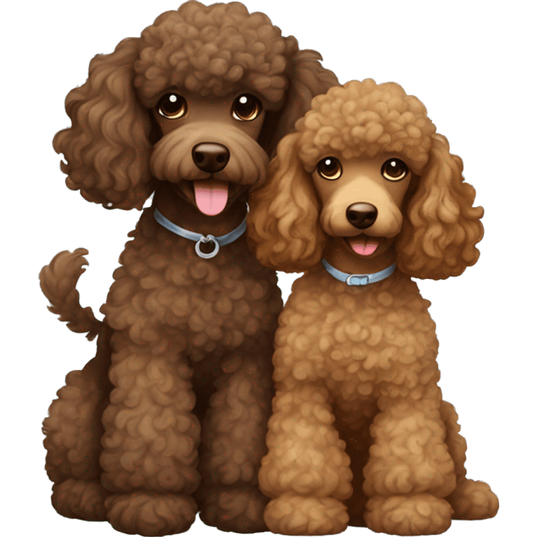 Brown poodle with a Brown wavy hair girl loves each others emoji