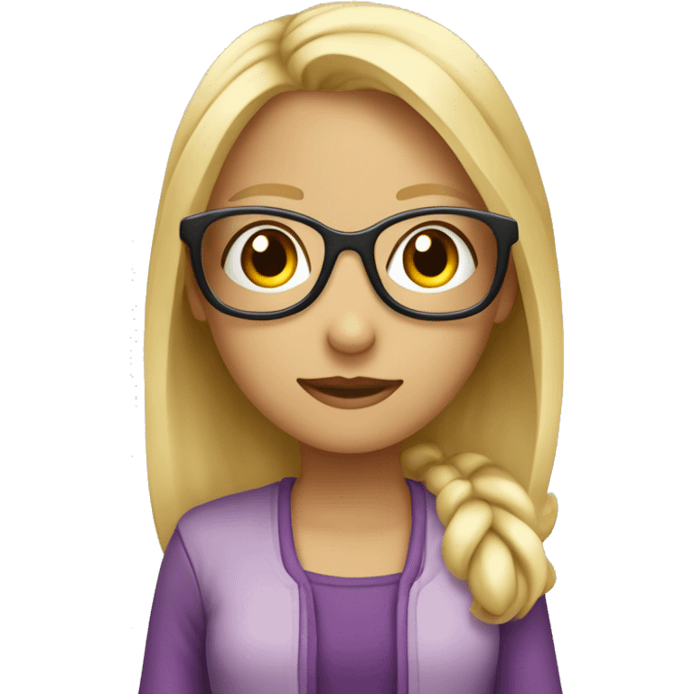 Fille blonde avec un carré et des lunettes emoji