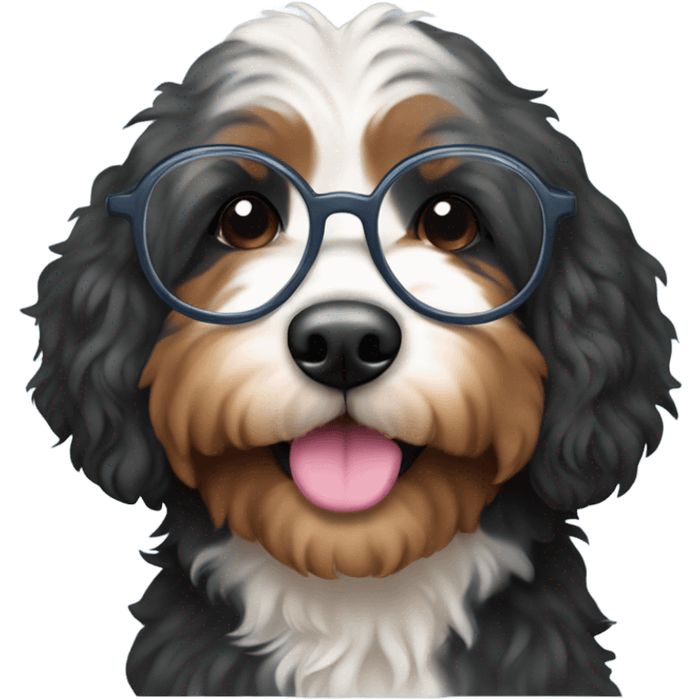 Bernedoodle with glasses emoji