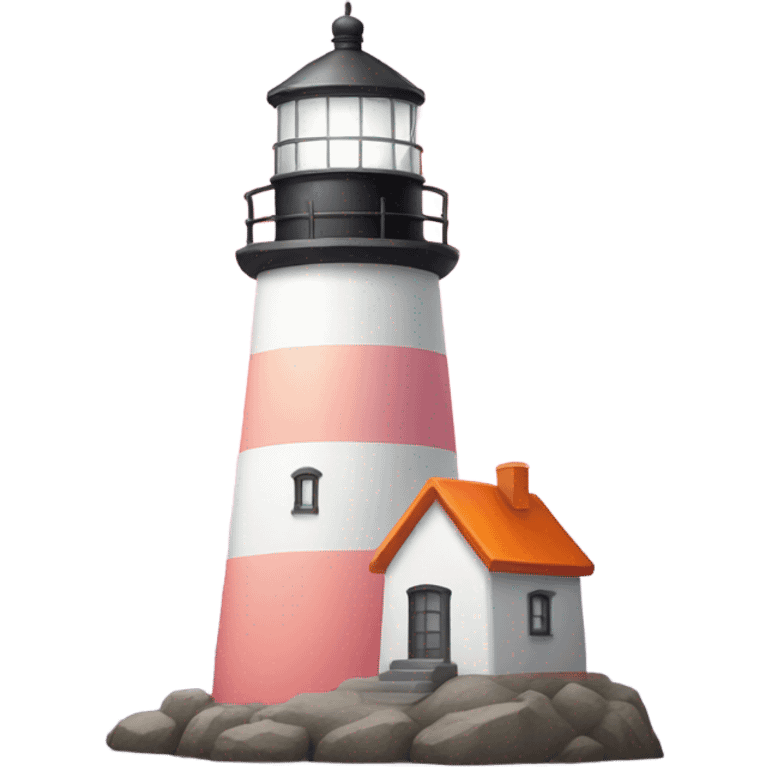 Lighthouse and orange and pink hearts  emoji