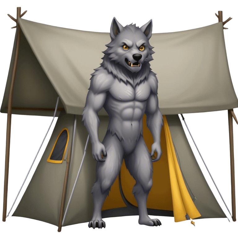 wearwolf standing outside of a tent emoji