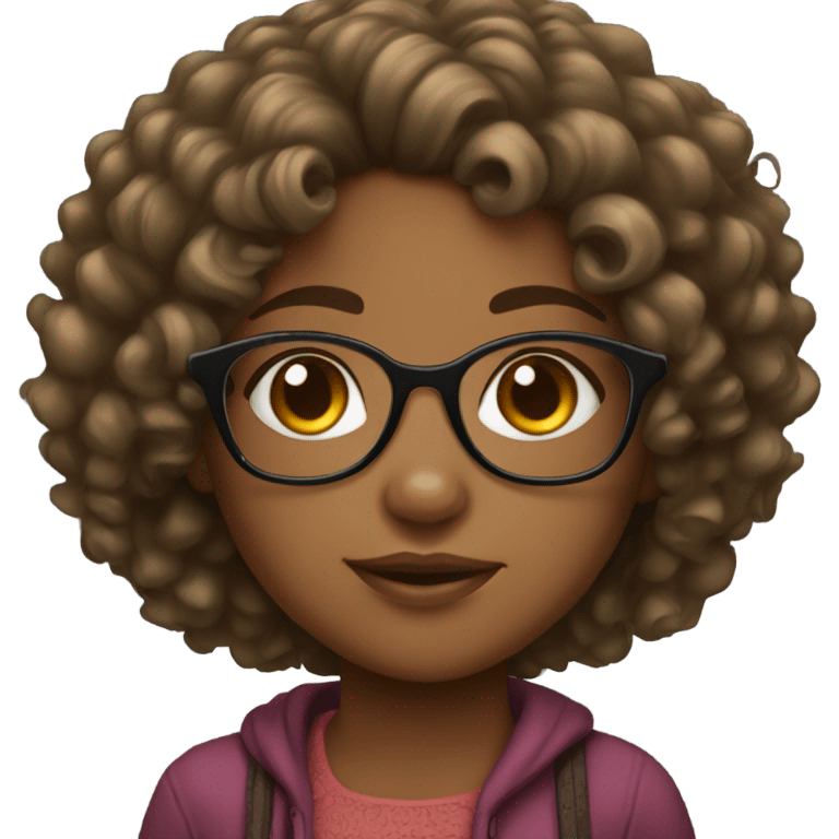 African American girl with glasses and curly hair  emoji