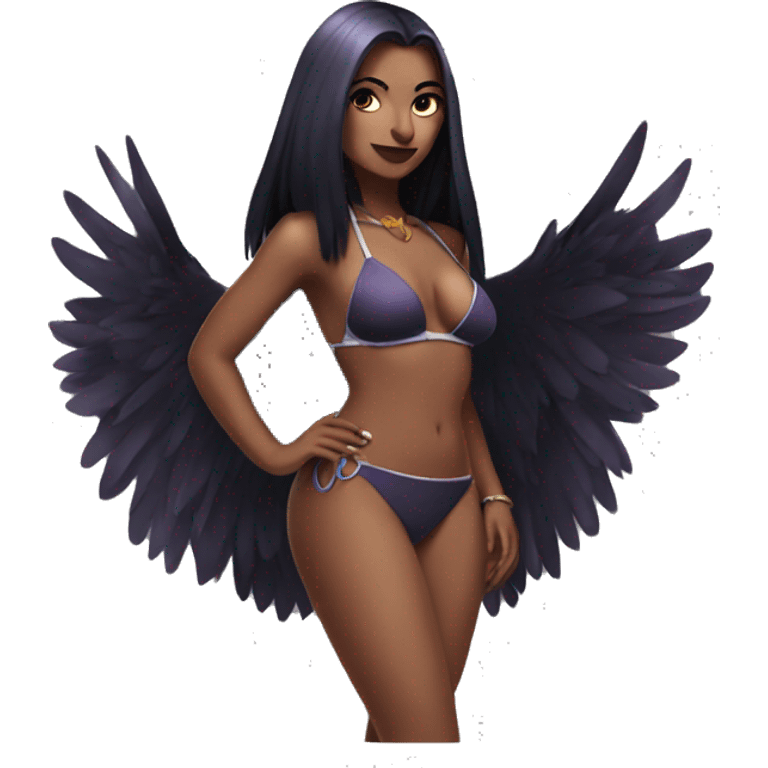 Cartoon raven in a bikini emoji