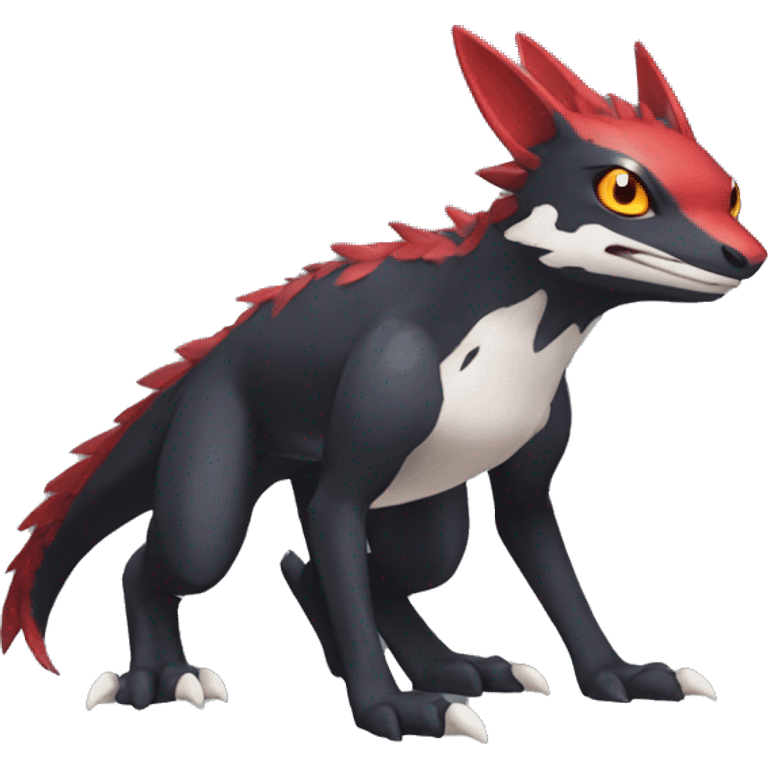 Cute cool black red nargacuga animal hybrid Fakemon full body emoji